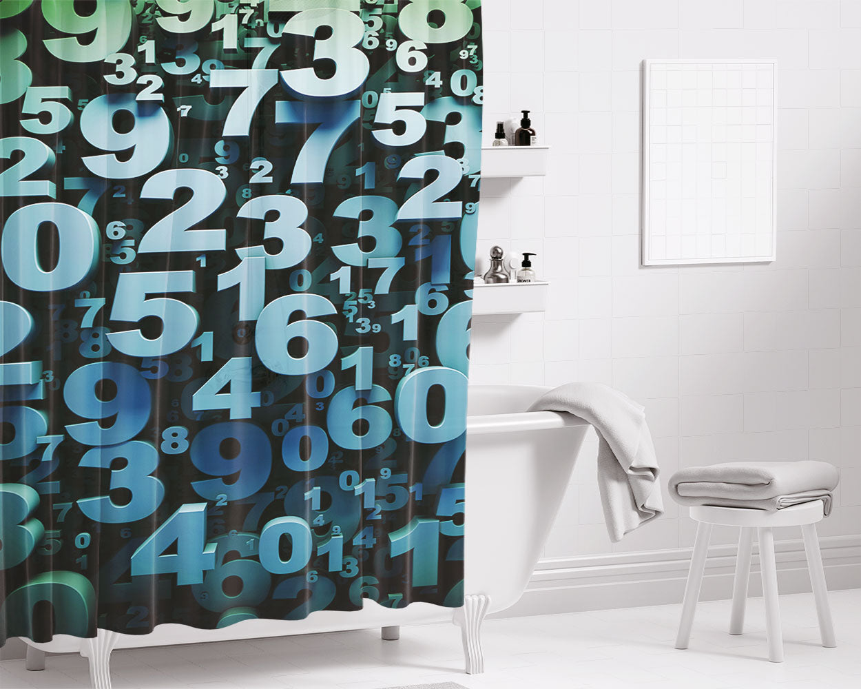 Mathematics Trigonometry Bathroom Shower Curtain Fabric Waterproof | 66 X 72 Inch