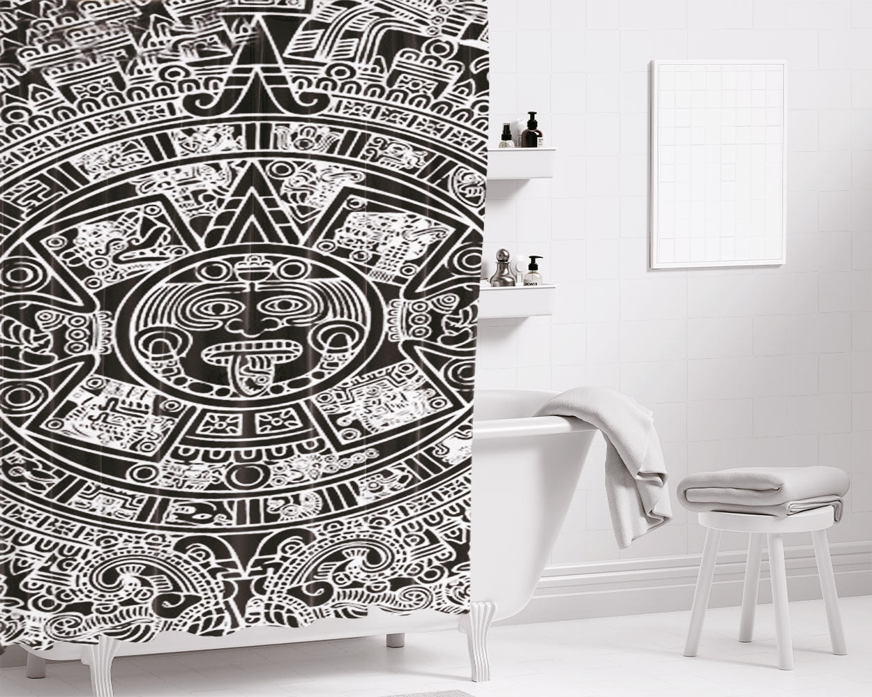 Mayan Calendar Bathroom Shower Curtain Fabric Waterproof | 66 X 72 Inch