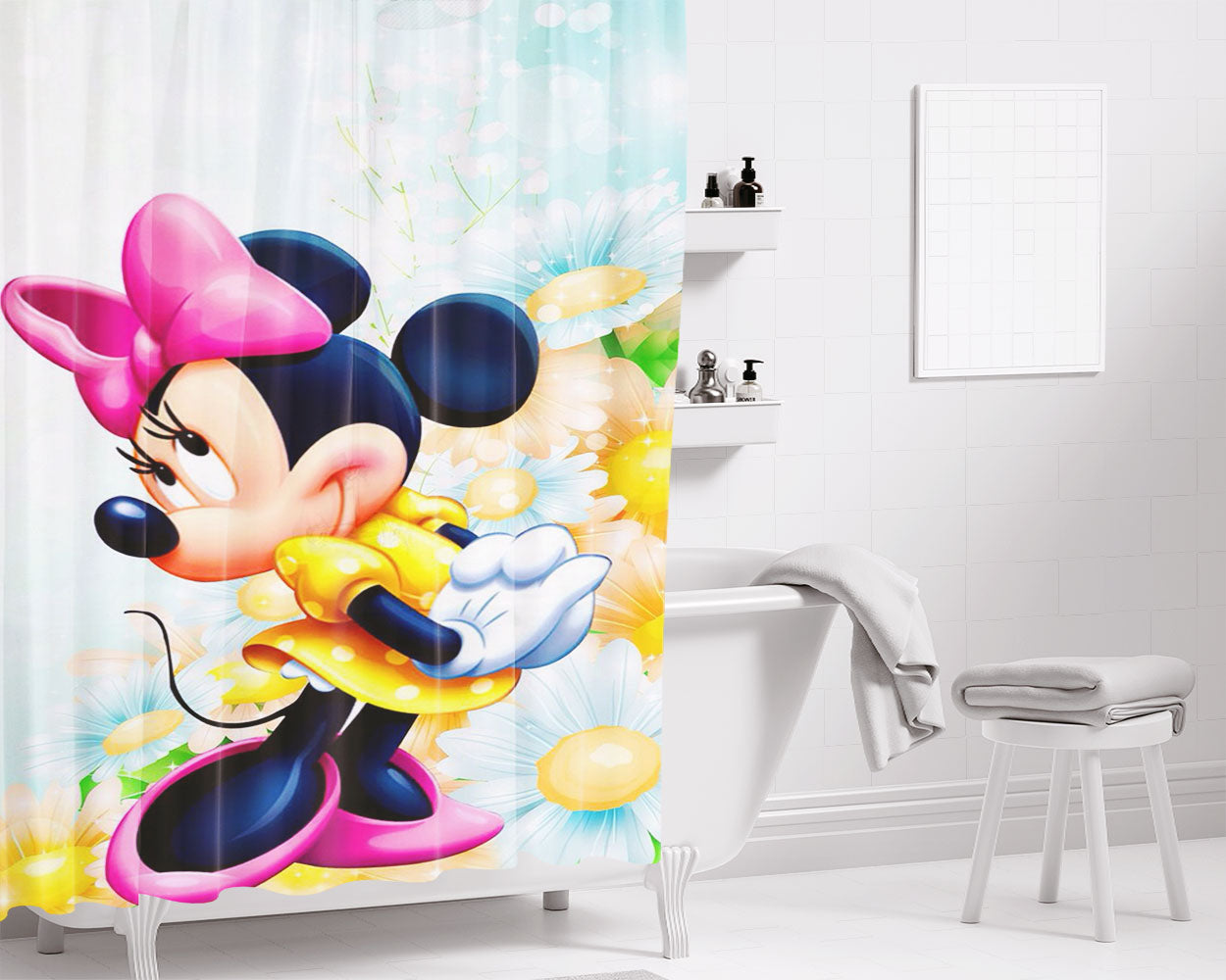 Minni Mouse- Bathroom Shower Curtain Fabric Waterproof | 66 X 72 Inch