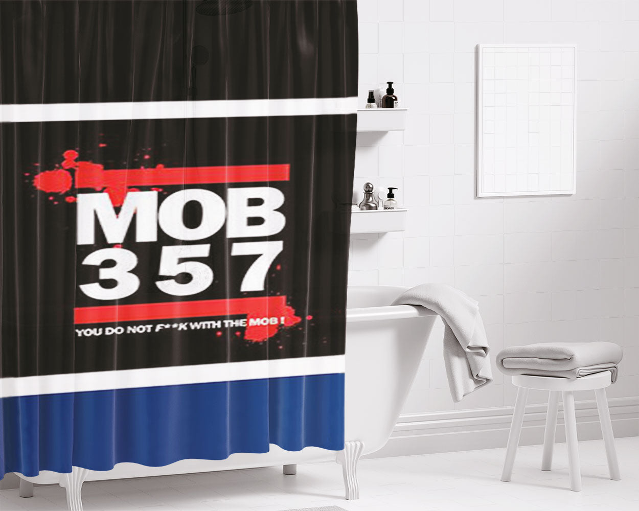 Mob 357 Bathroom Shower Curtain Fabric Waterproof | 66 X 72 Inch