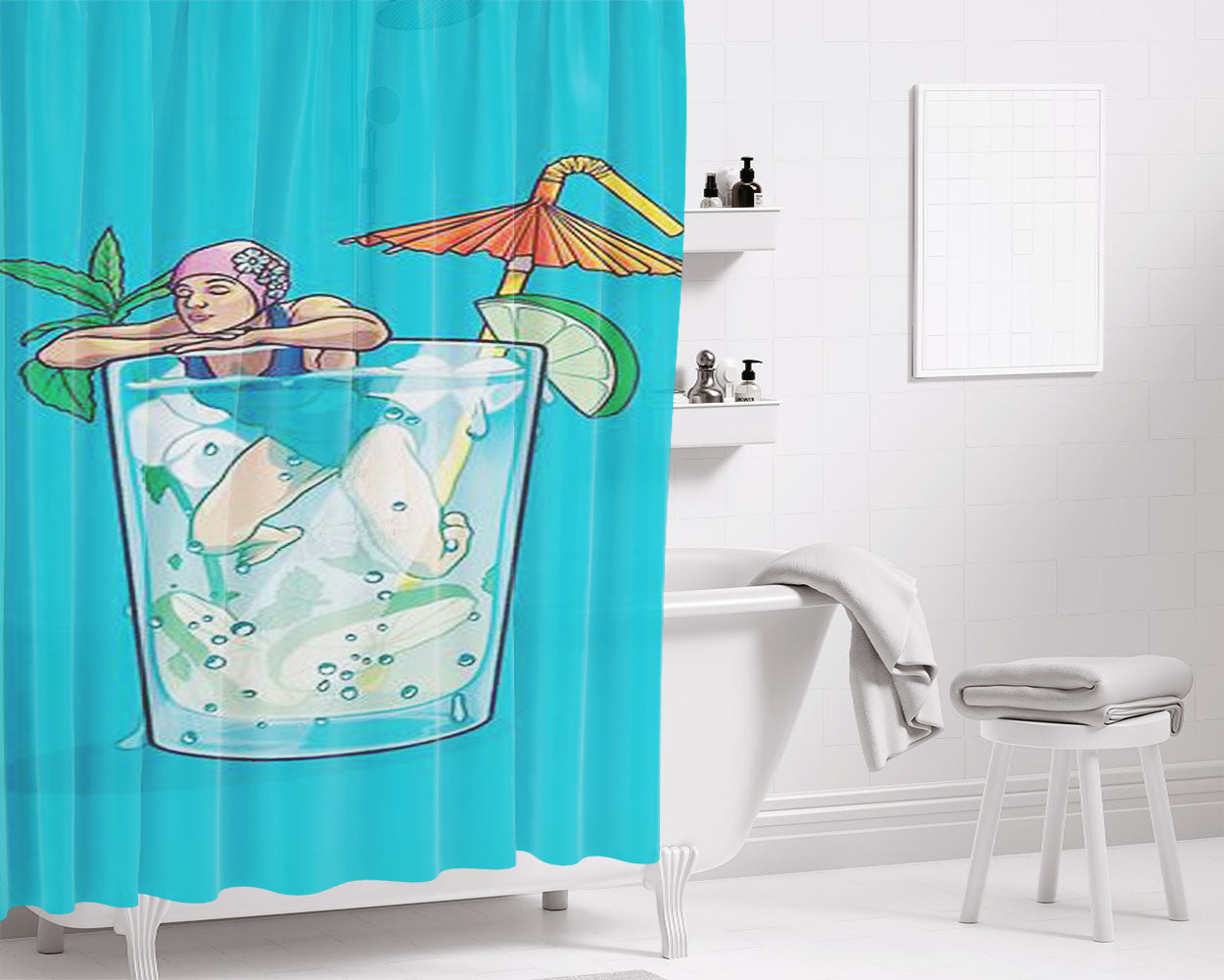 Mojito Bathroom Shower Curtain Fabric Waterproof | 66 X 72 Inch