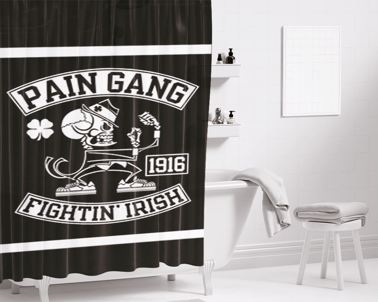 Pain Gang Fighting Irish Bathroom Shower Curtain Fabric Waterproof | 66 X 72 Inch