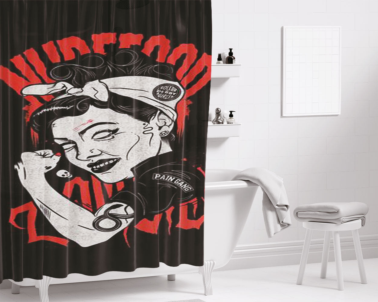 Pain Gang Bathroom Shower Curtain Fabric Waterproof | 66 X 72 Inch