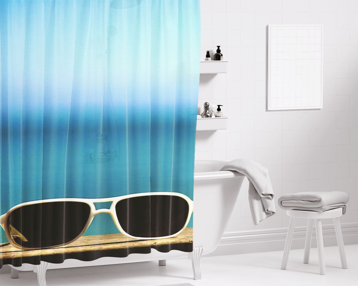 Parallax Glass Bathroom Shower Curtain Fabric Waterproof | 66 X 72 Inch
