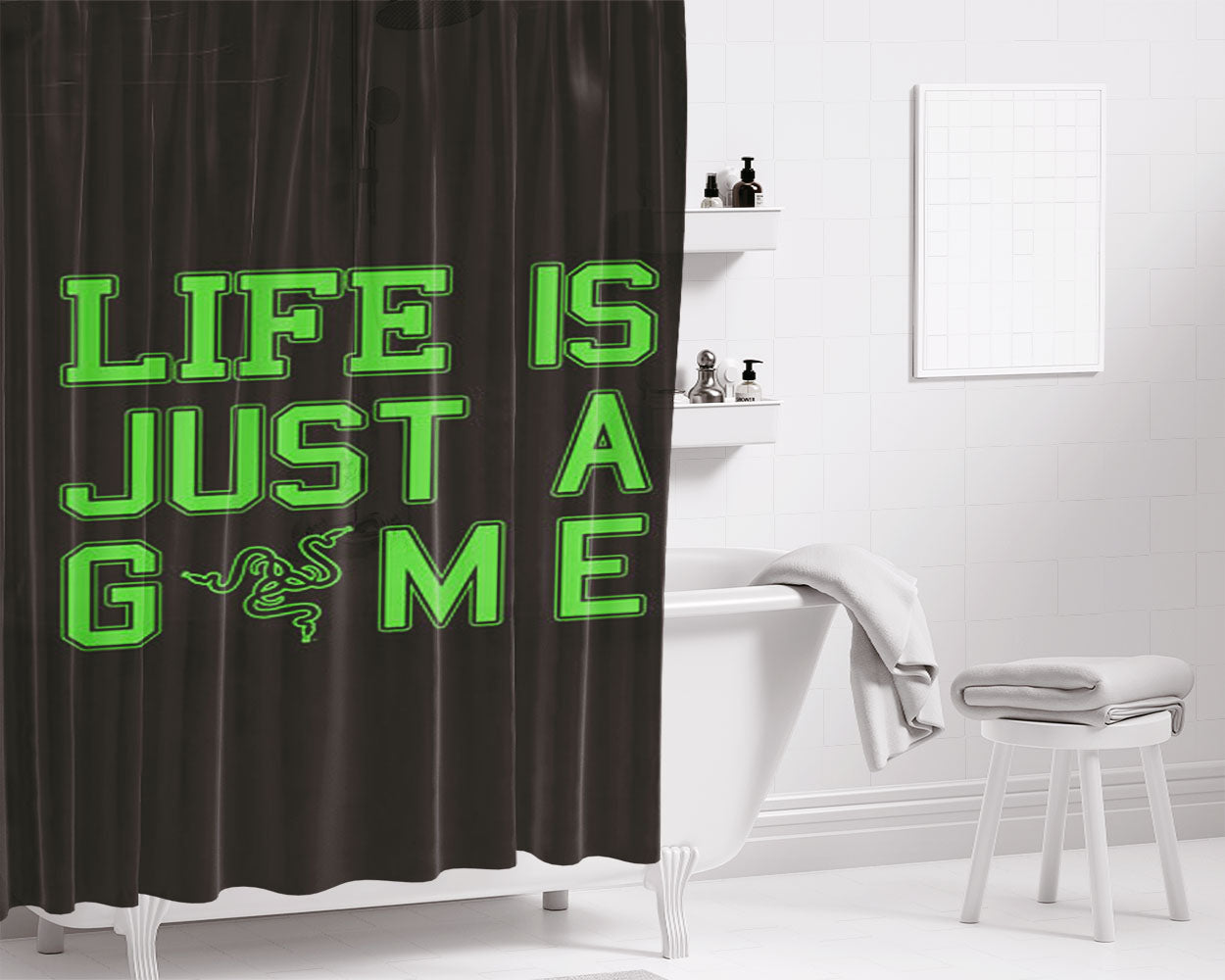 Razer Game Bathroom Shower Curtain Fabric Waterproof | 66 X 72 Inch