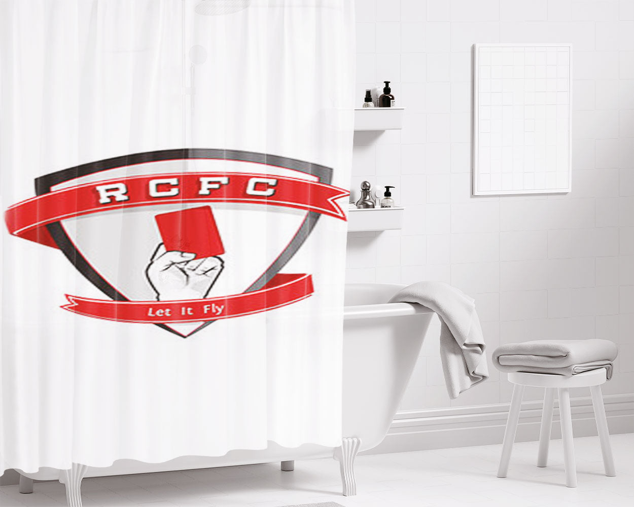 Rcfc Let It Fly Logo Bathroom Shower Curtain Fabric Waterproof | 66 X 72 Inch