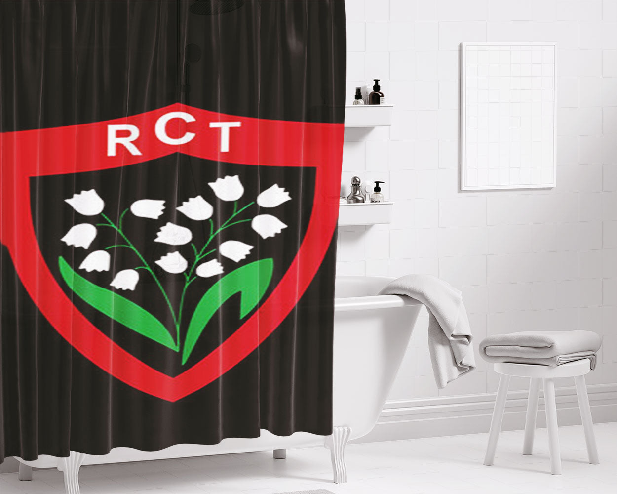 Rct Logo Bathroom Shower Curtain Fabric Waterproof | 66 X 72 Inch