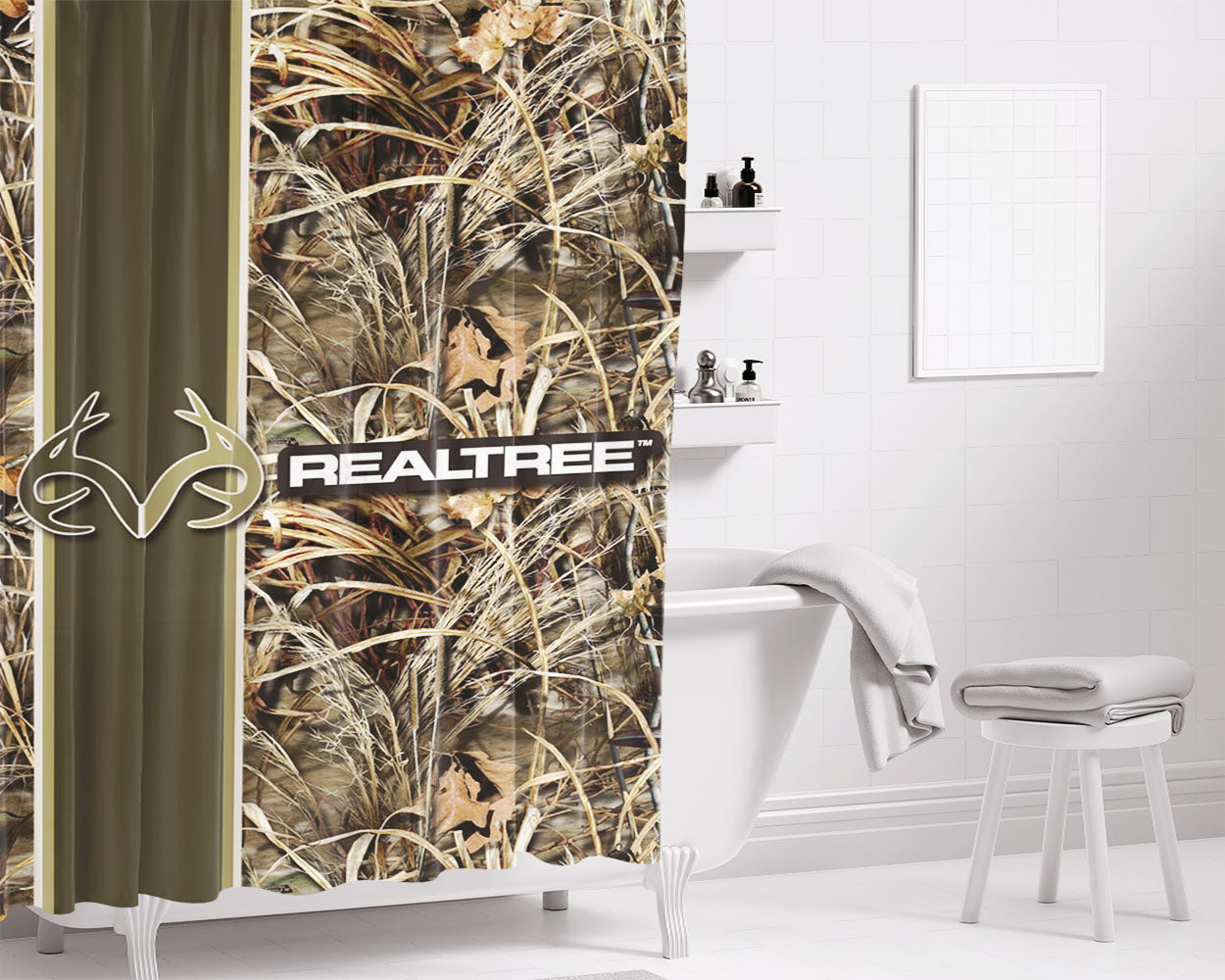 Realtree Ap Camo Hunting Bathroom Shower Curtain Fabric Waterproof | 66 X 72 Inch