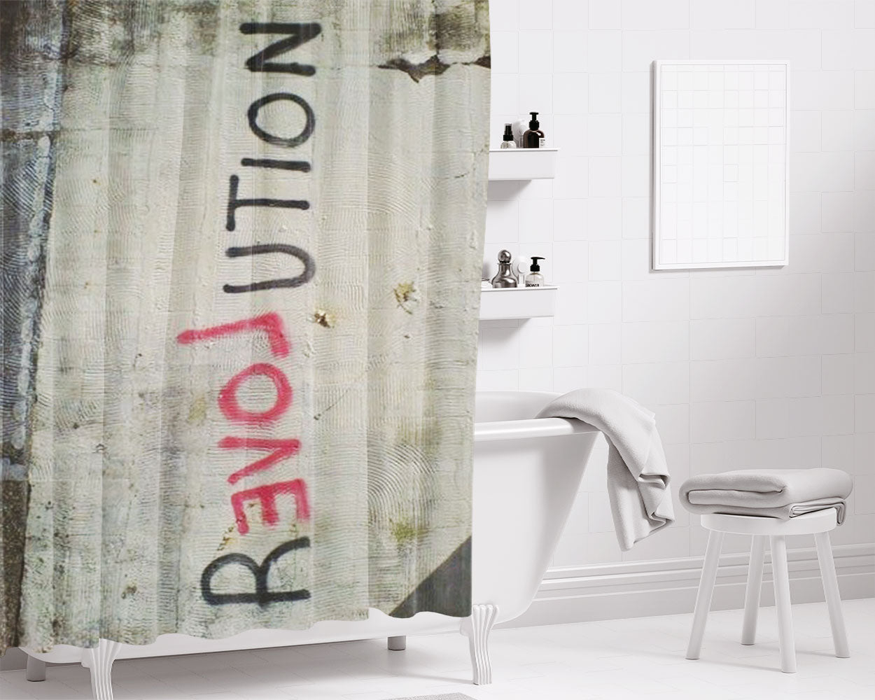 Reloveution Art Bathroom Shower Curtain Fabric Waterproof | 66 X 72 Inch