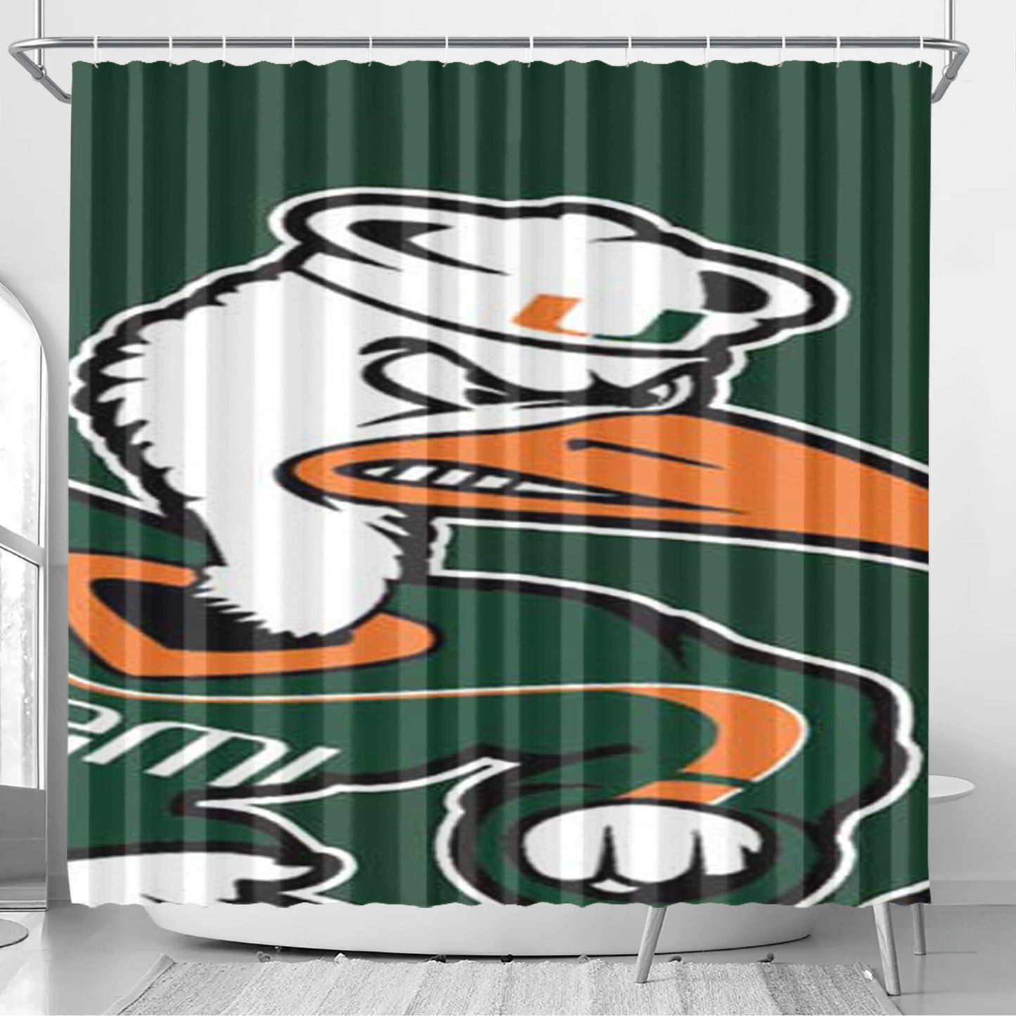 Miami Hurricanes Big Logo Bathroom Shower Curtain Fabric Waterproof | 66 X 72 Inch