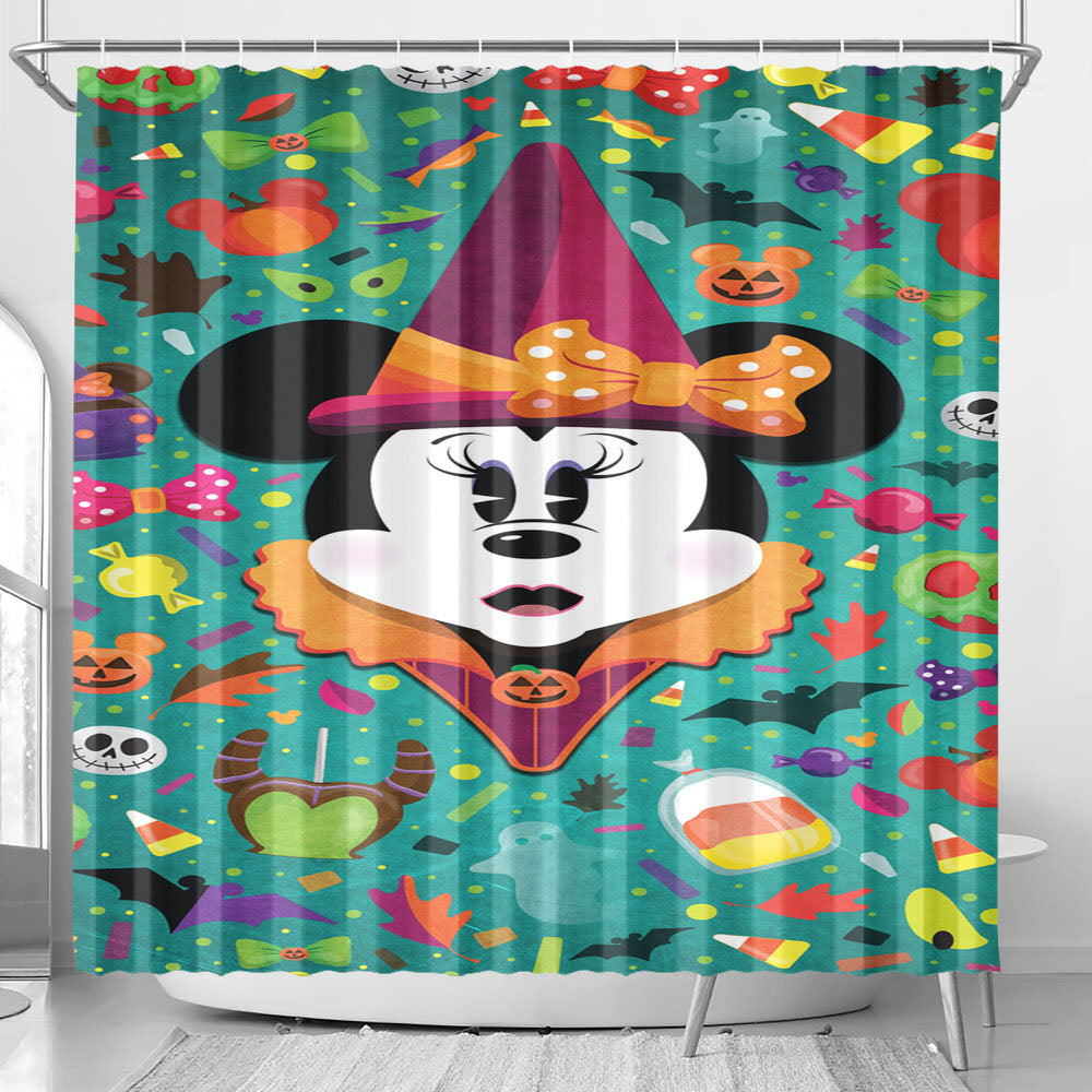 Minnie Mouse Halloween Bathroom Shower Curtain Fabric Waterproof | 66 X 72 Inch