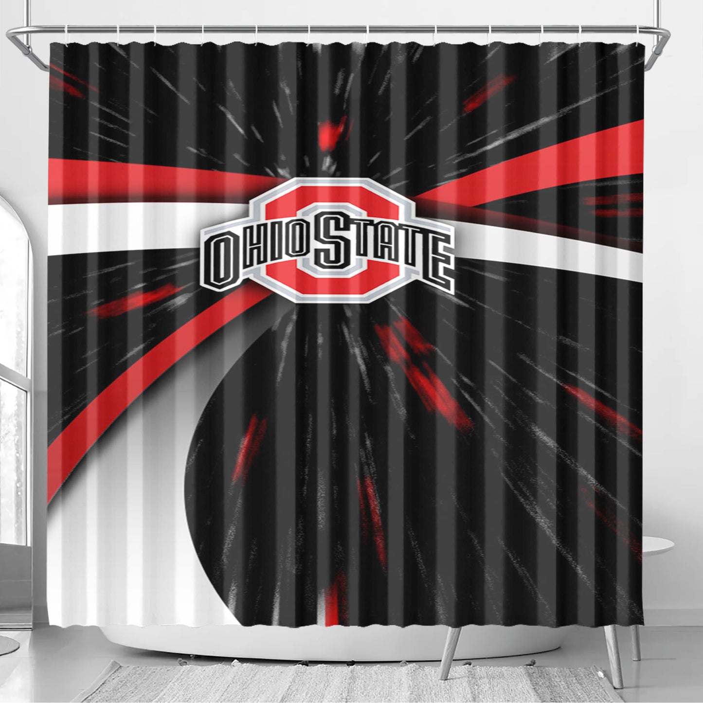 Ohio State Buckeyes Bathroom Shower Curtain Fabric Waterproof | 66 X 72 Inch