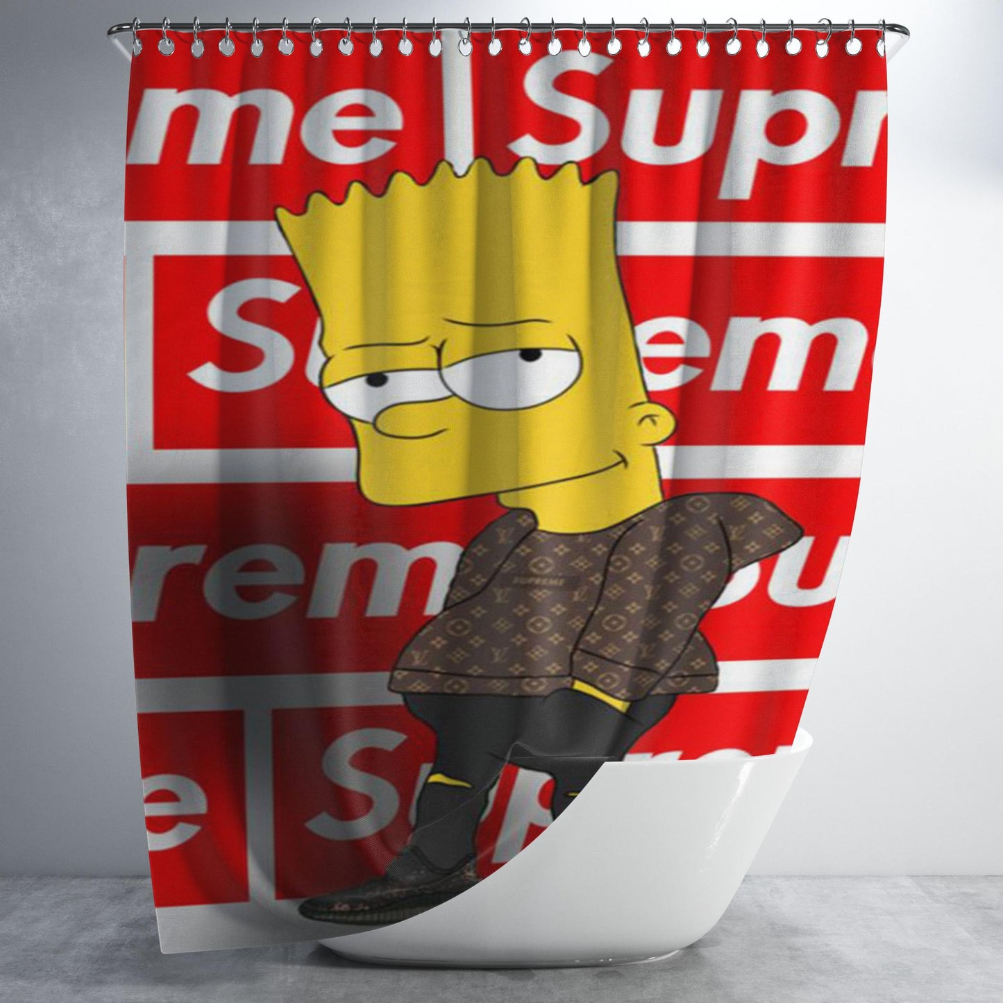 Cool Supreme Cartoon Bathroom Shower Curtain Fabric Waterproof | 66 X 72 Inch