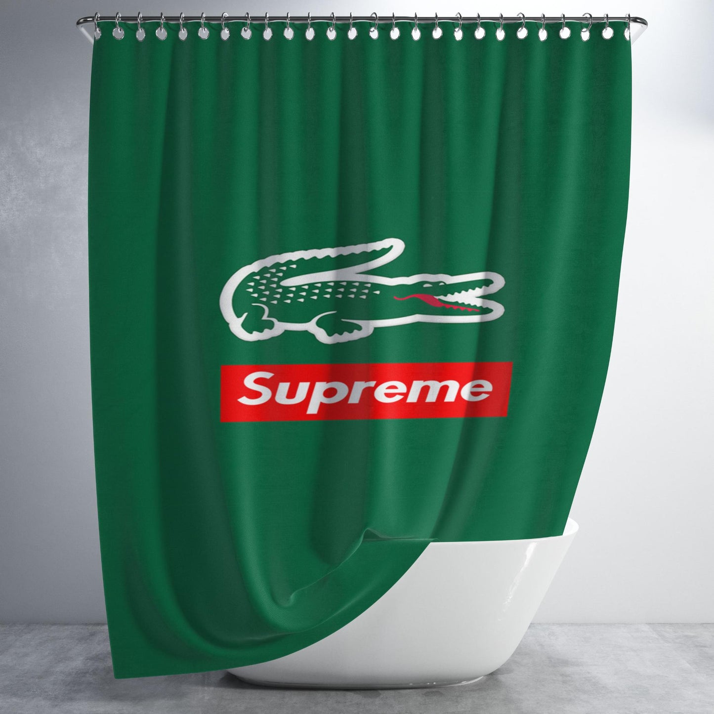 Lacoste X Supreme Bathroom Shower Curtain Fabric Waterproof | 66 X 72 Inch