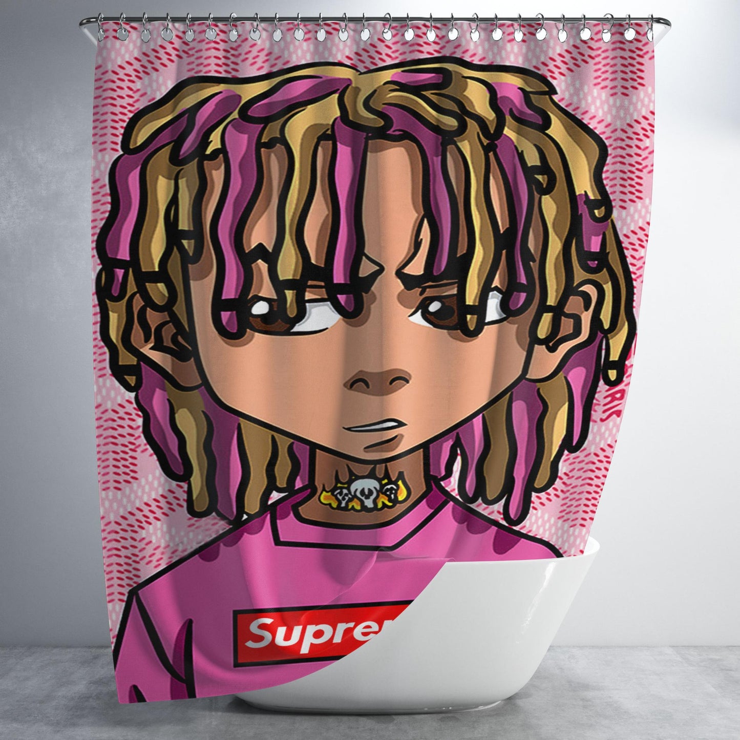 Lil Pump X Supreme Bathroom Shower Curtain Fabric Waterproof | 66 X 72 Inch