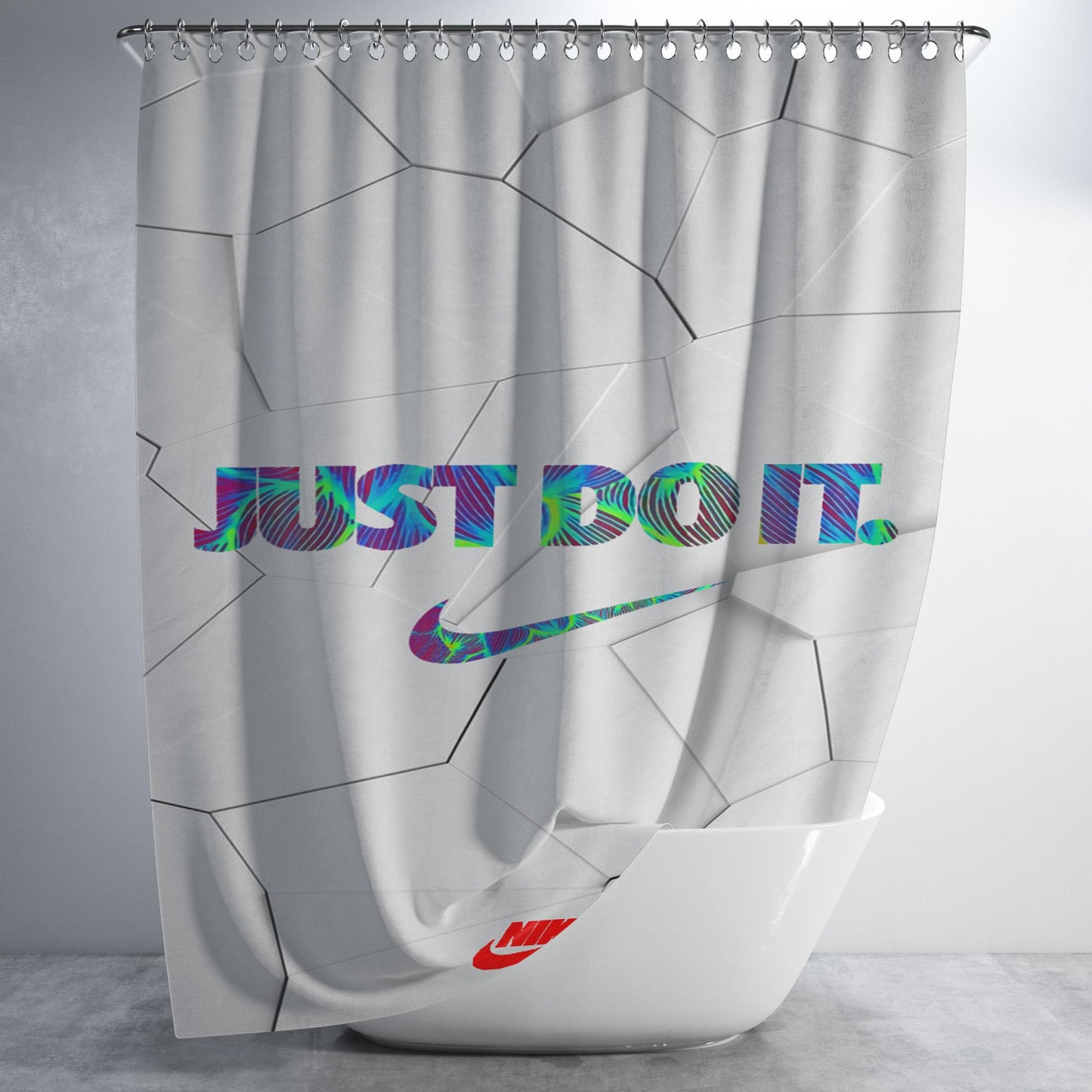 Nike Glowing Inside Bathroom Shower Curtain Fabric Waterproof | 66 X 72 Inch