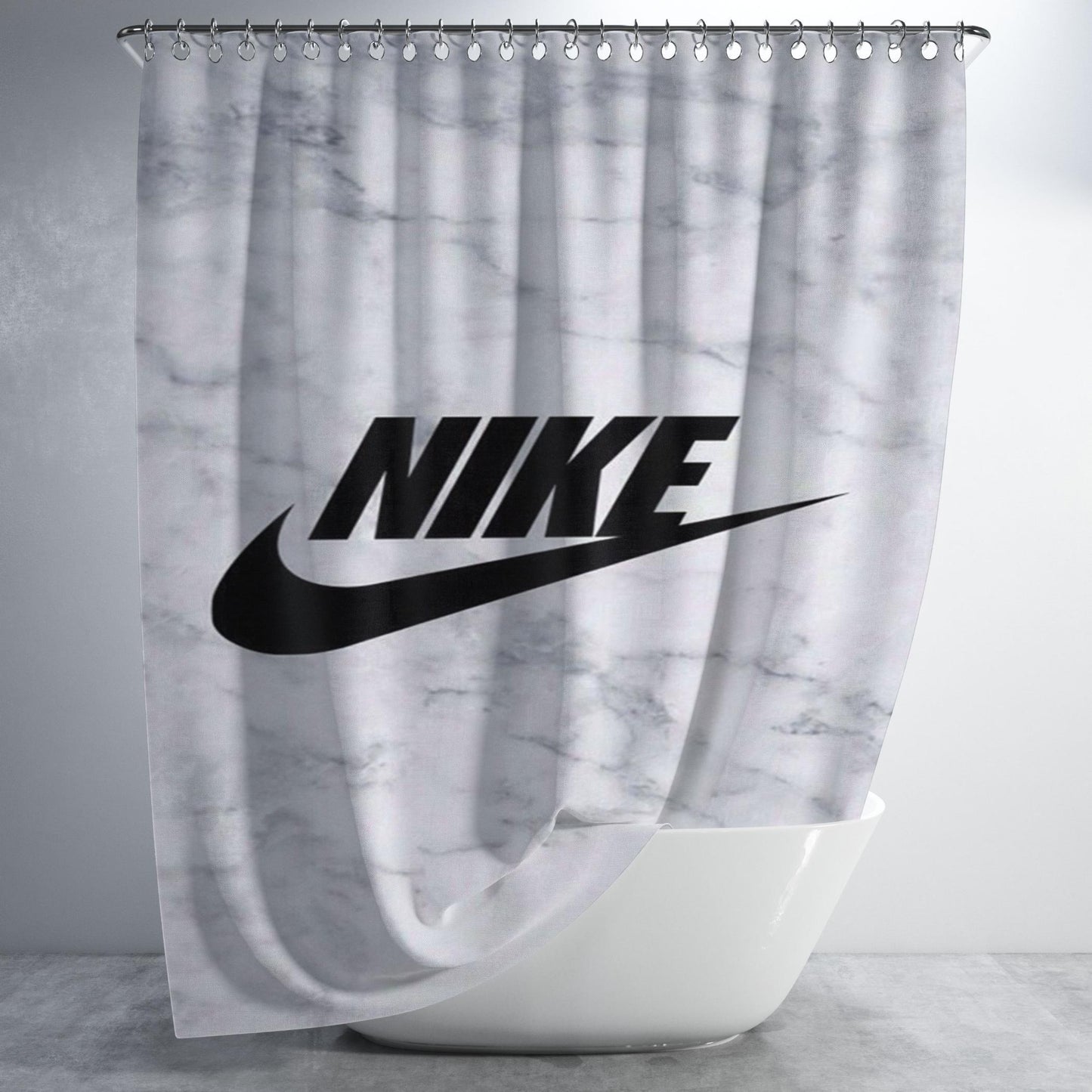 Nike Marble Word Bathroom Shower Curtain Fabric Waterproof | 66 X 72 Inch