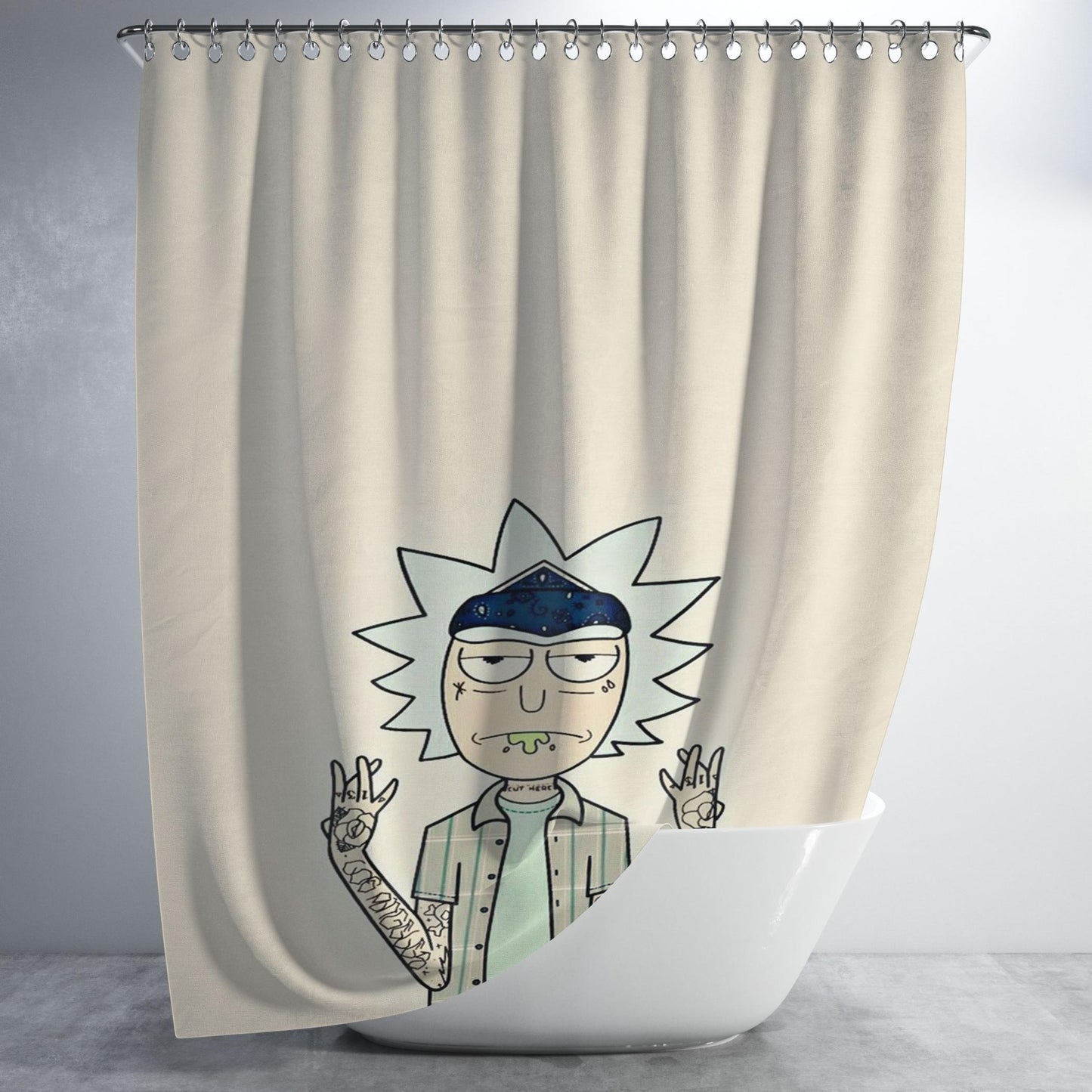 Rick And Morty 009 Bathroom Shower Curtain Fabric Waterproof | 66 X 72 Inch