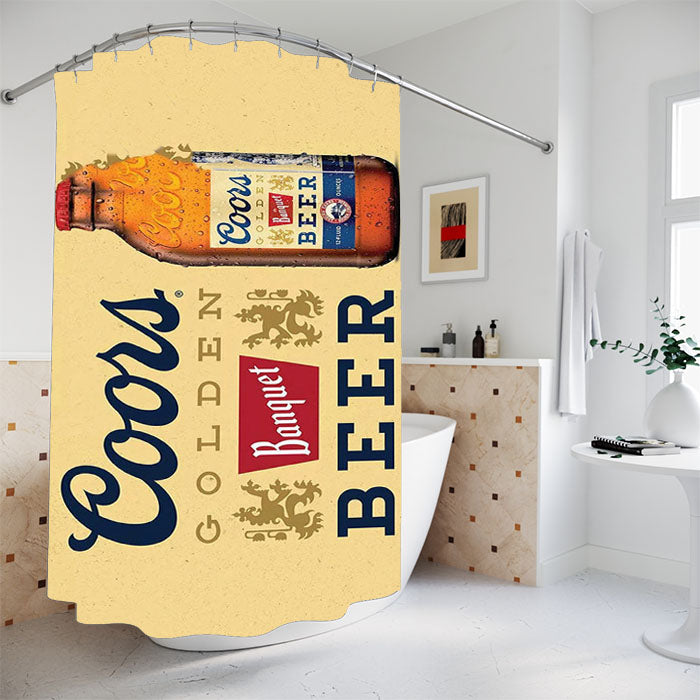 Coors Golden Banquet Beer Bathroom Shower Curtain Fabric Waterproof | 66 X 72 Inch