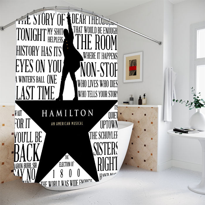 Hamilton Lyrics Bathroom Shower Curtain Fabric Waterproof | 66 X 72 Inch
