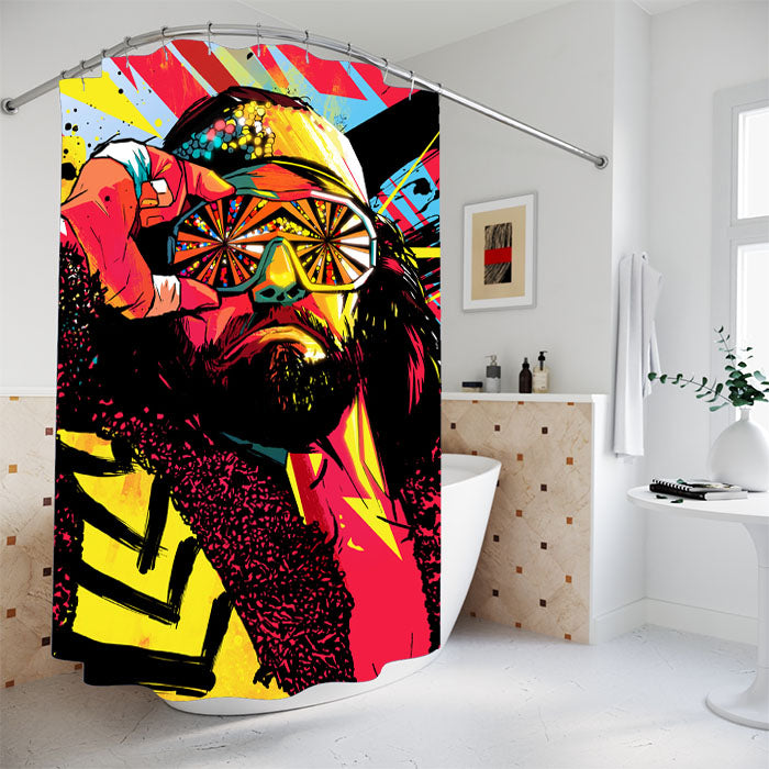 Macho Man Randy Savage Bathroom Shower Curtain Fabric Waterproof | 66 X 72 Inch