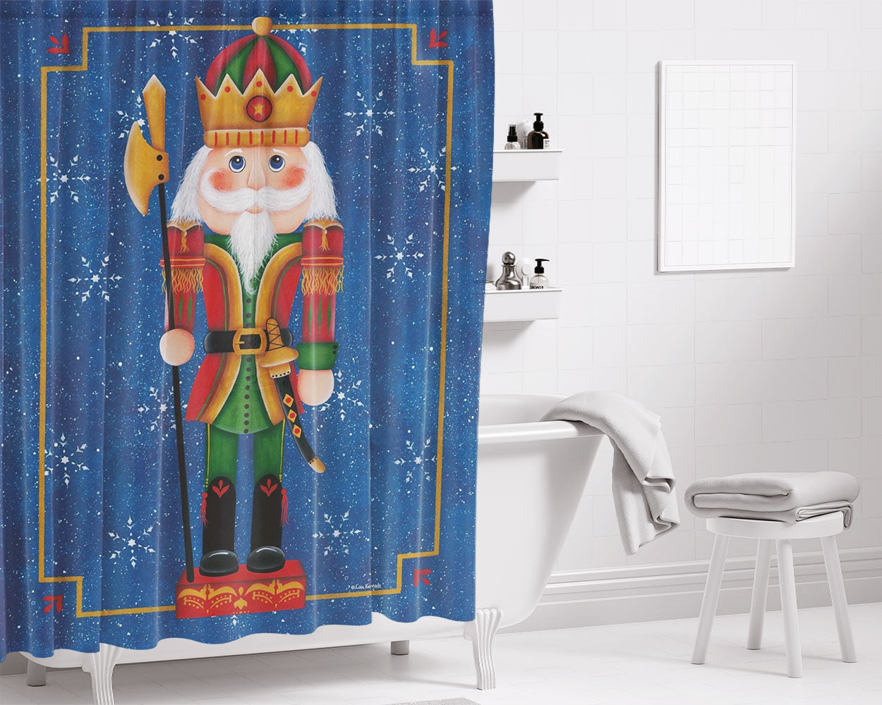 Christmas Nutcracker Bathroom Shower Curtain Fabric Waterproof | 66 X 72 Inch