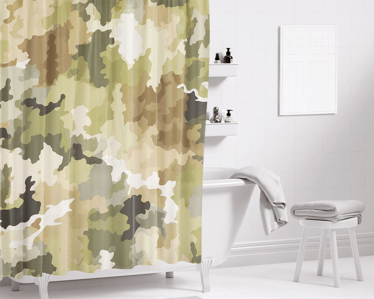 Camouflage Bathroom Shower Curtain Fabric Waterproof | 66 X 72 Inch