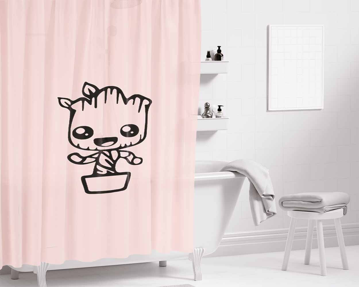 Baby Groot Marvel Guardians Of The Galaxy Fathers Day Bathroom Shower Curtain Fabric Waterproof | 66 X 72 Inch