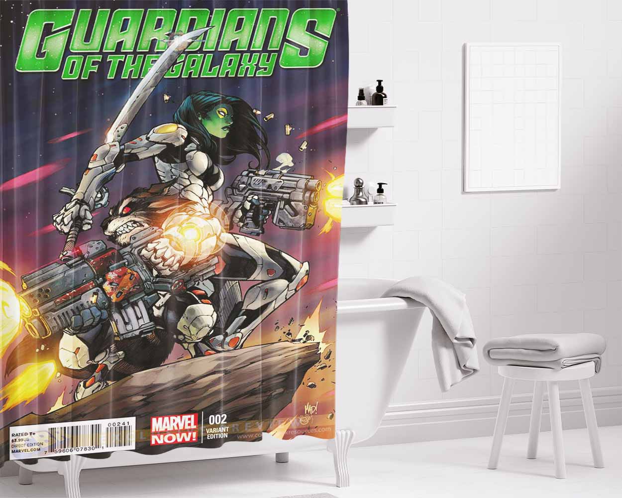 Guardians Of The Galaxy Marvel 002 Bathroom Shower Curtain Fabric Waterproof | 66 X 72 Inch
