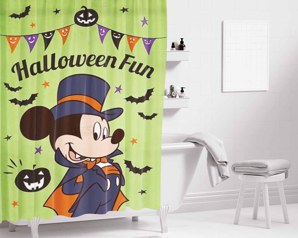 Halloween Fun Vampire Mickey Mouse Bathroom Shower Curtain Fabric Waterproof | 66 X 72 Inch