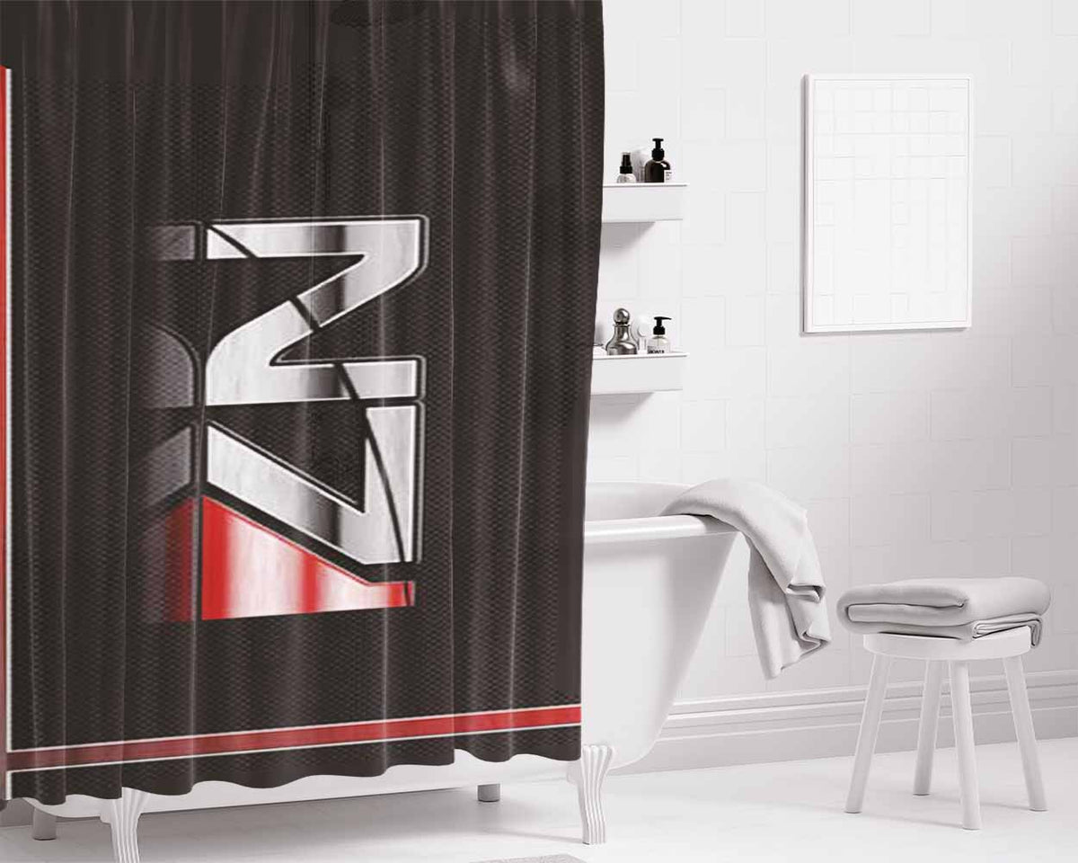 Mass Effect Logo Texture Bathroom Shower Curtain Fabric Waterproof | 66 X 72 Inch