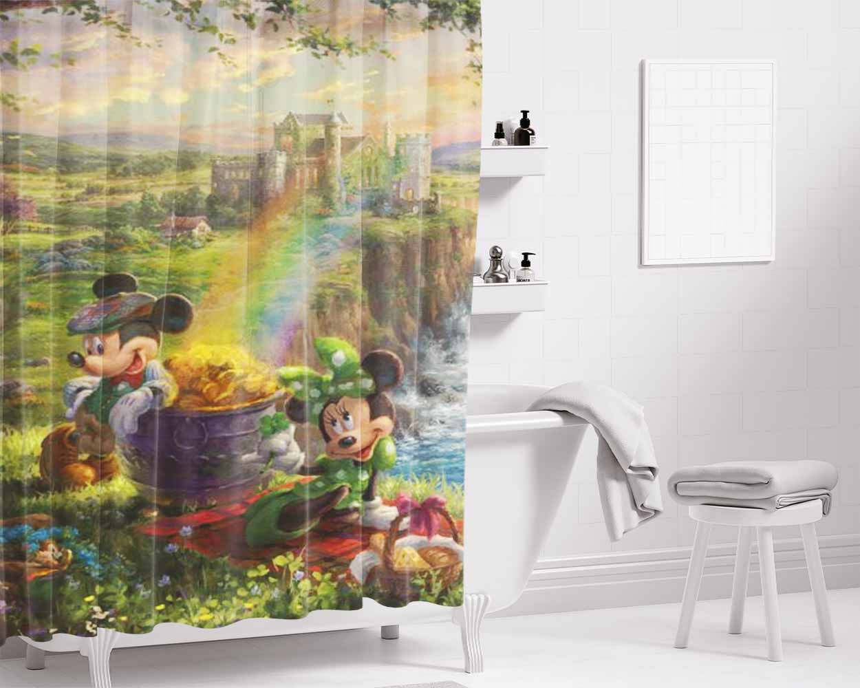 Mickey And Minnie Ireland Bathroom Shower Curtain Fabric Waterproof | 66 X 72 Inch