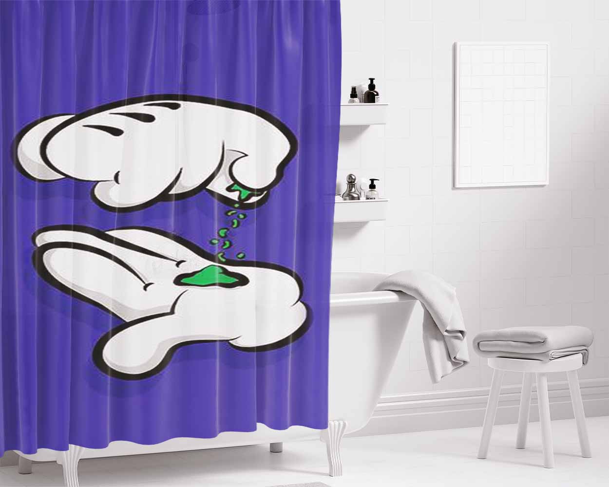Mickey Hands Weed Bathroom Shower Curtain Fabric Waterproof | 66 X 72 Inch