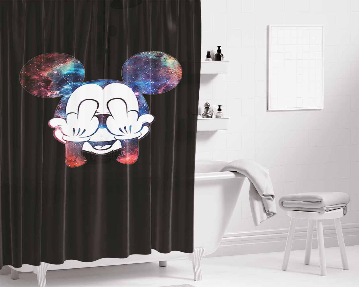 Mickey Mouse Galaxy Bathroom Shower Curtain Fabric Waterproof | 66 X 72 Inch