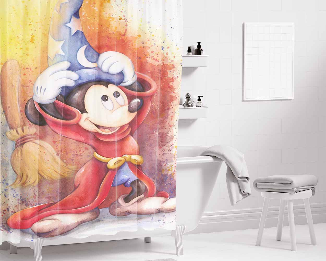 Mickey The Witcher Bathroom Shower Curtain Fabric Waterproof | 66 X 72 Inch