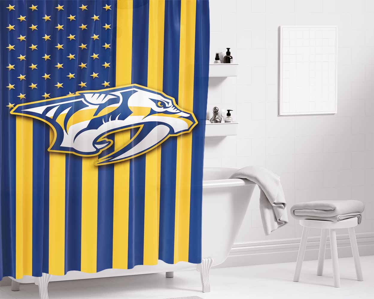 Nashville Predators Usa Bathroom Shower Curtain Fabric Waterproof | 66 X 72 Inch