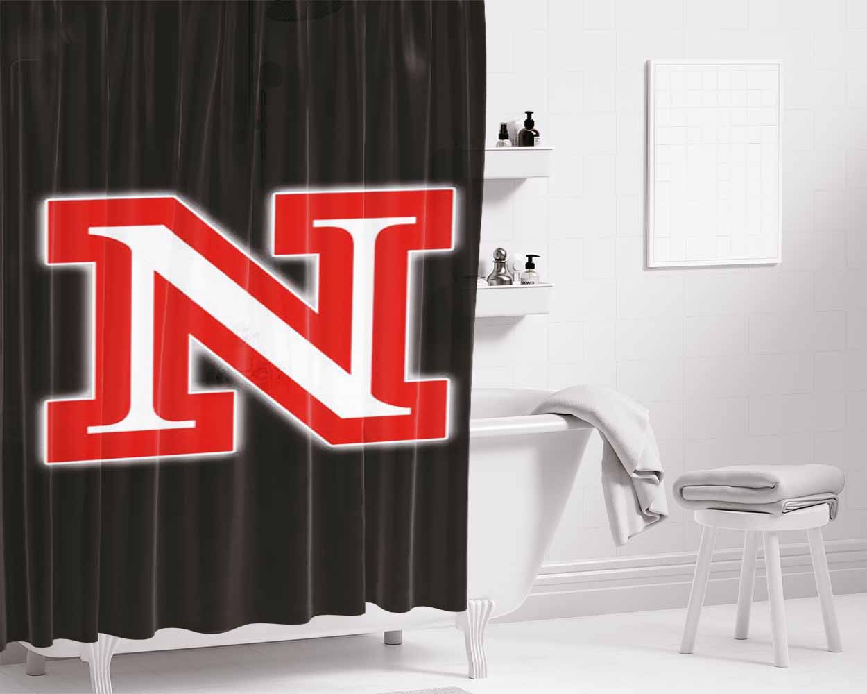 Nebraska Cornhuskers Logo Bathroom Shower Curtain Fabric Waterproof | 66 X 72 Inch