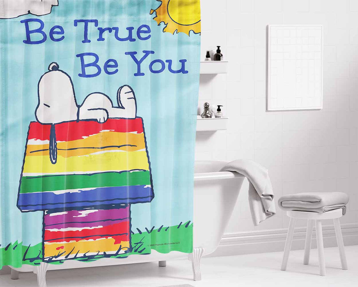 Peanuts Be True To You Snoopy Bathroom Shower Curtain Fabric Waterproof | 66 X 72 Inch