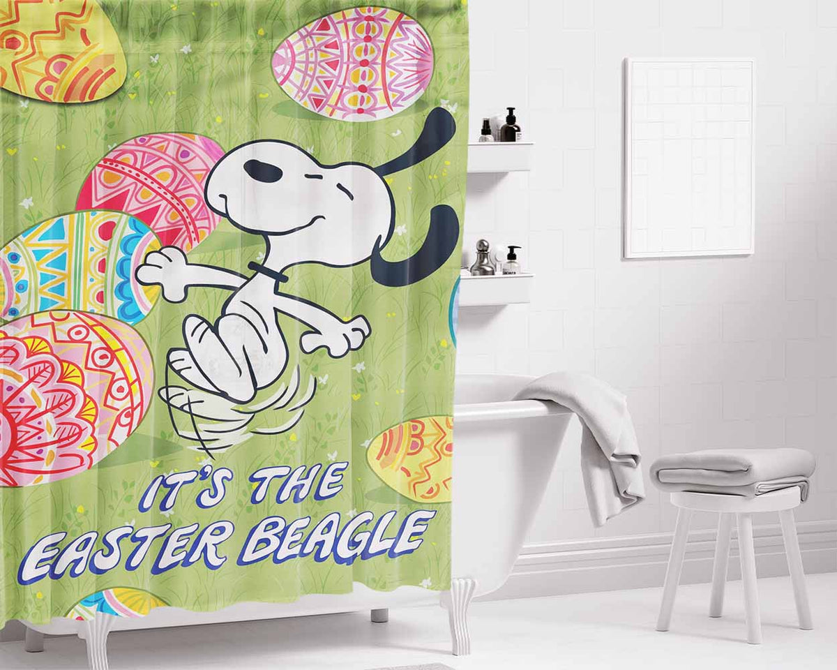 Peanuts Snoopy It'S The Easter Beagle Bathroom Shower Curtain Fabric Waterproof | 66 X 72 Inch