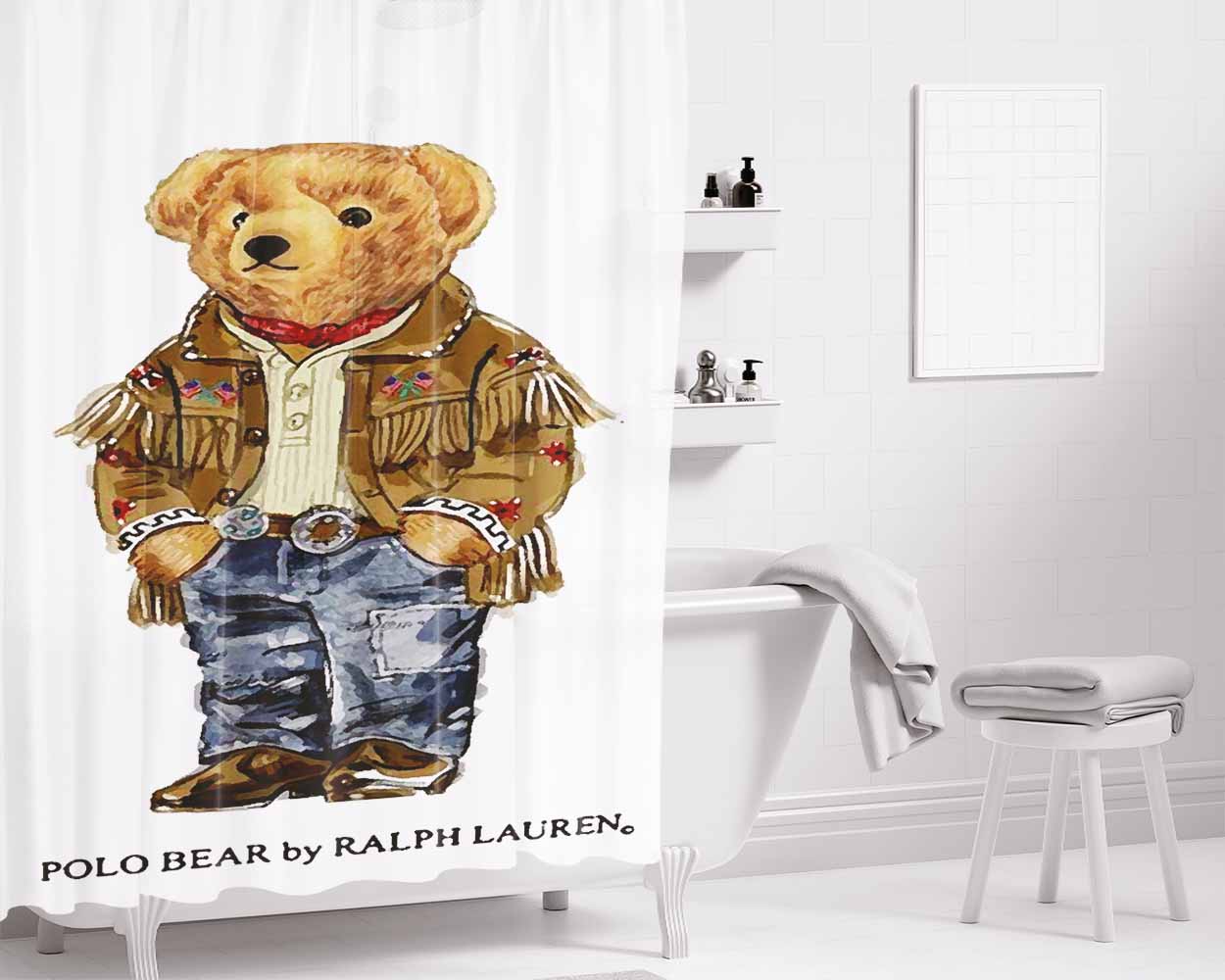 Polo Bear Indian Costume Bathroom Shower Curtain Fabric Waterproof | 66 X 72 Inch