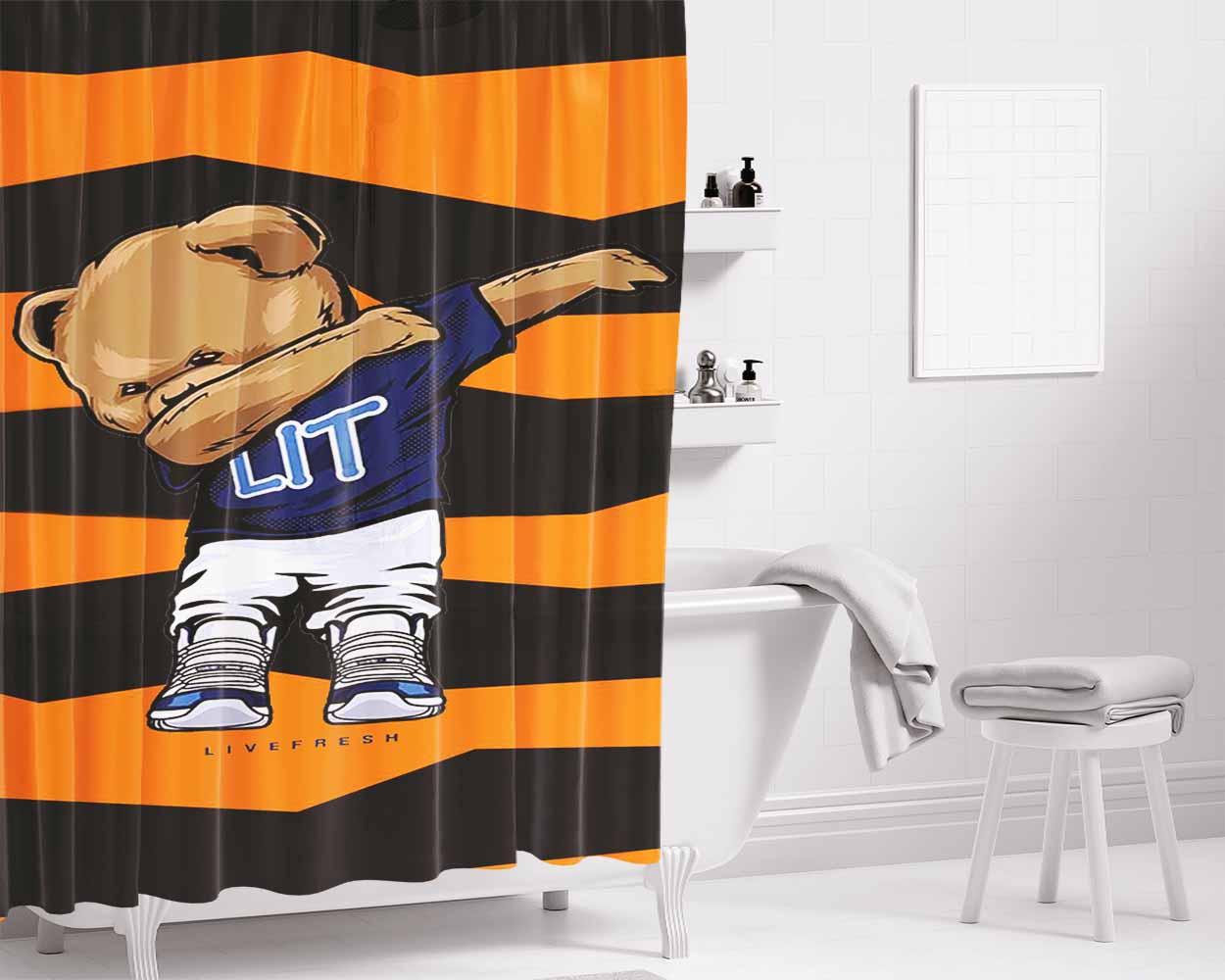 Polo Bear Liverpresh Golf Tyler Bathroom Shower Curtain Fabric Waterproof | 66 X 72 Inch