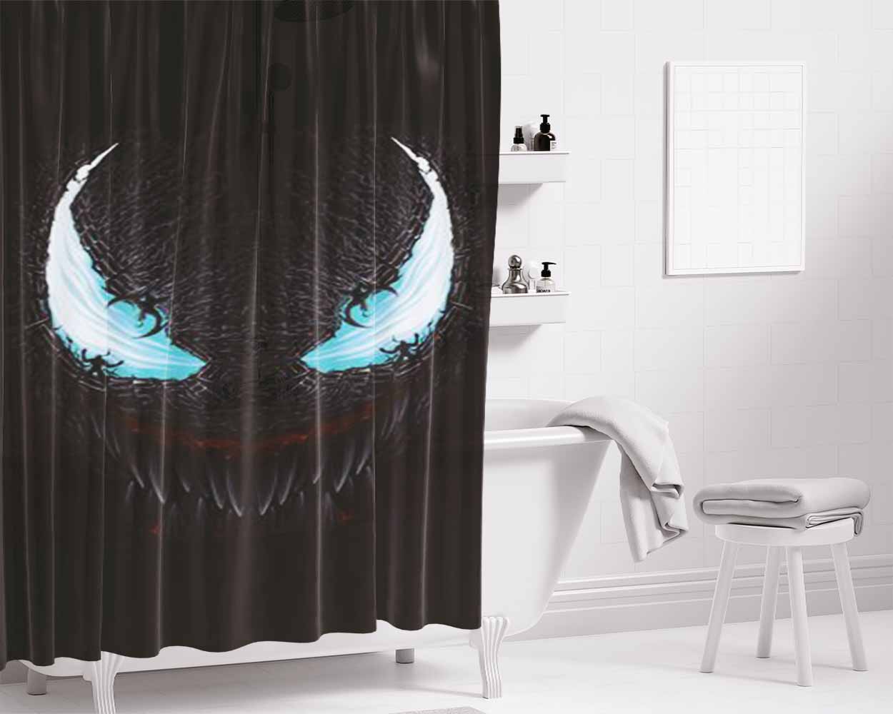 Riot Marvel Comics Venom Bathroom Shower Curtain Fabric Waterproof | 66 X 72 Inch