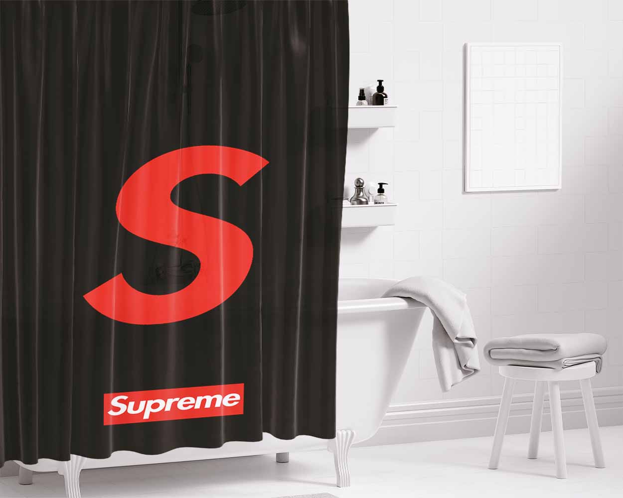 S Supreme Bathroom Shower Curtain Fabric Waterproof | 66 X 72 Inch