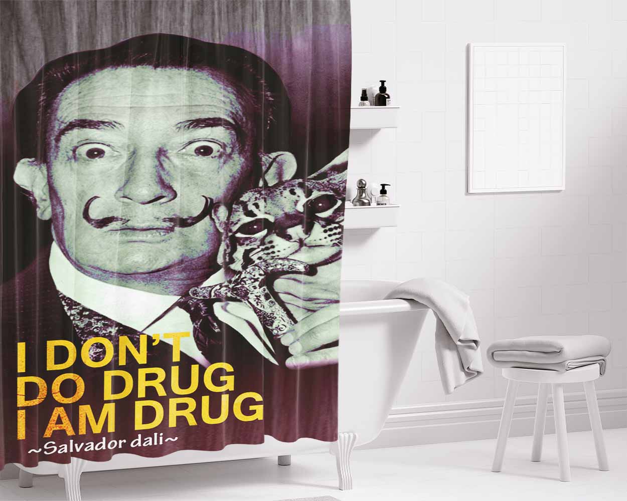 Salvador Dali Bathroom Shower Curtain Fabric Waterproof | 66 X 72 Inch