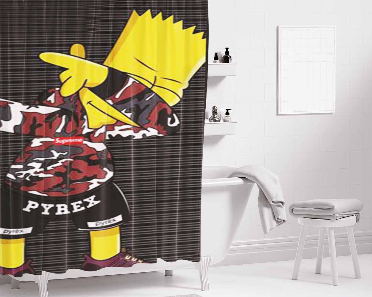 Simpsons Supreme Bathroom Shower Curtain Fabric Waterproof | 66 X 72 Inch