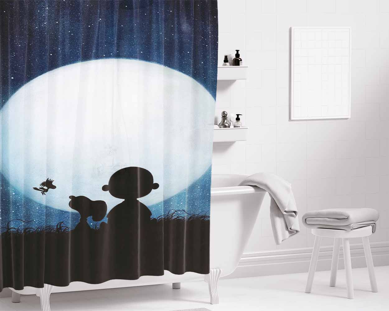 Snoopy Cartoon Star Bathroom Shower Curtain Fabric Waterproof | 66 X 72 Inch