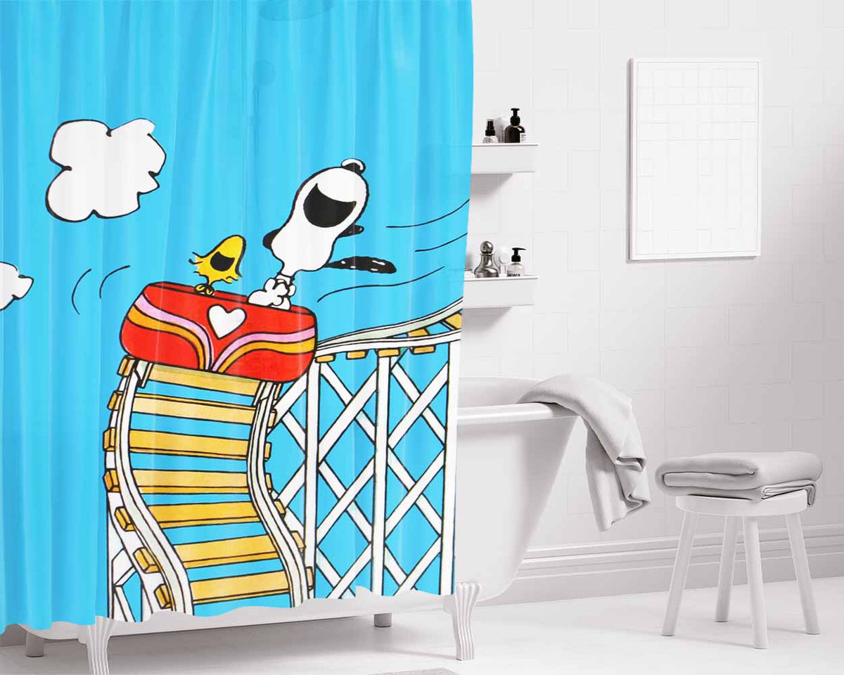 Snoopy Red Bathroom Shower Curtain Fabric Waterproof | 66 X 72 Inch