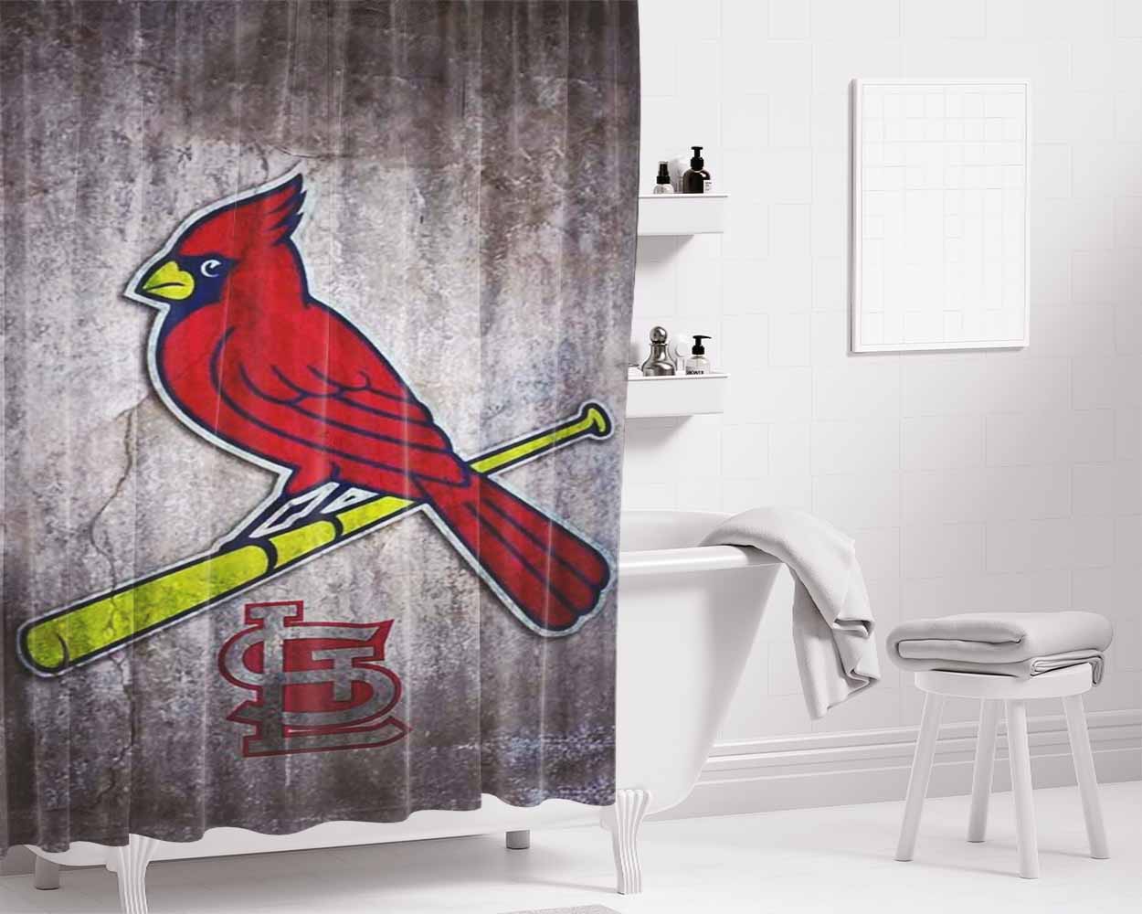 St Louis Cardinals Stone Logo Nfl Bathroom Shower Curtain Fabric Waterproof | 66 X 72 Inch