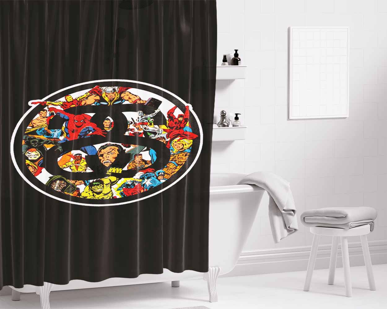 Stussy Marvel Jorge Oswaldo Bathroom Shower Curtain Fabric Waterproof | 66 X 72 Inch