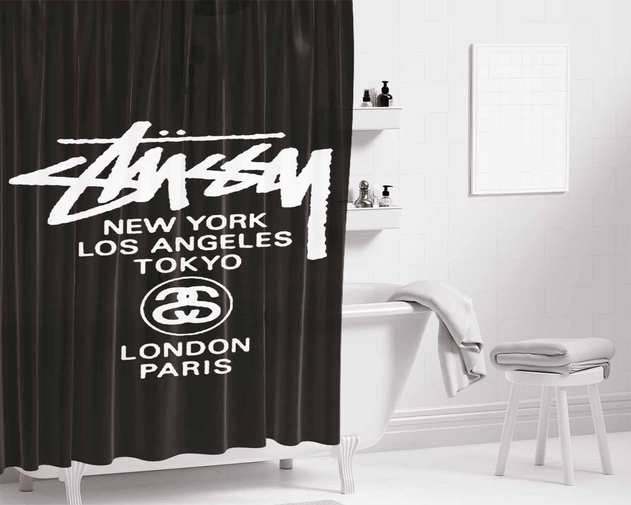 Stussy Bathroom Shower Curtain Fabric Waterproof | 66 X 72 Inch